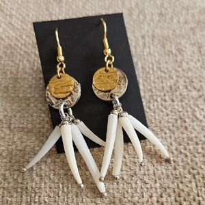 Handcrafted White Spike Dangle Earrings - Unbranded
